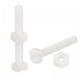 uxcell 20 Pairs Nylon Screw Nut Assortment, M4x30mm Slotted Pan Head Screws & M4 Hex Nuts for Machinery, Electronics, White