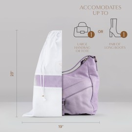 Hayden Hill Luxury Organic Cotton Dust Bags for Handbags - 3 Pack Large - Shoe Bag, Purse and Handbag Storage - Certified Carbon Neutral