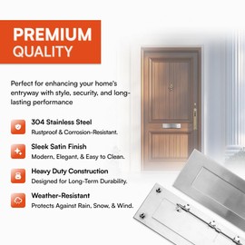 Venia Stainless Steel Front Door Mail Slot 3x4 Inch Through Door Letter Plate Insert Rustproof 304 Steel Satin Finish Durable Weather Resistant Mail Slot