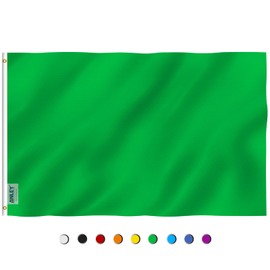 ANLEY Fly Breeze 3x5 Foot Solid Green Flag - Vivid Color and Fade Proof - Canvas Header and Double Stitched - Plain Green Flags Polyester with Brass Grommets 3 X 5 Ft
