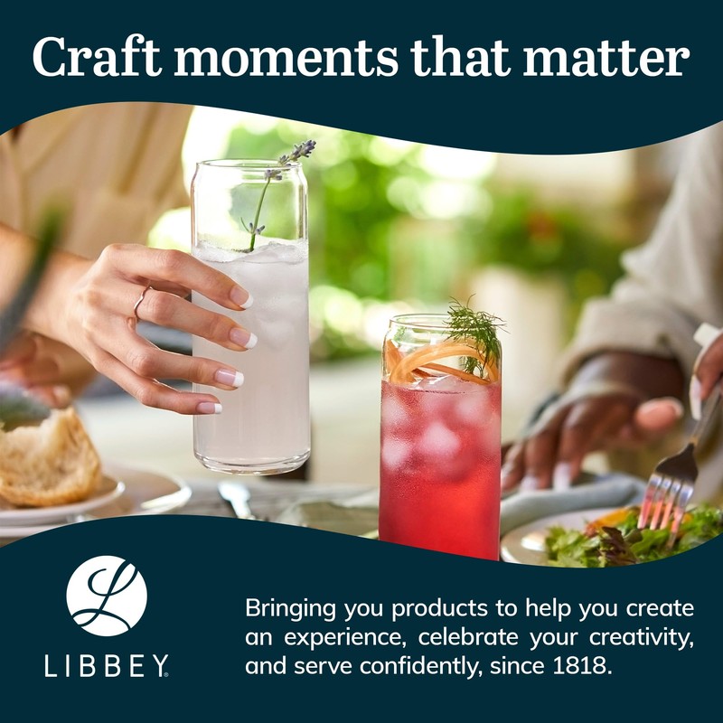 Libbey Classic Slim Beer Can Glasses, 12.5 oz Tall Drinking