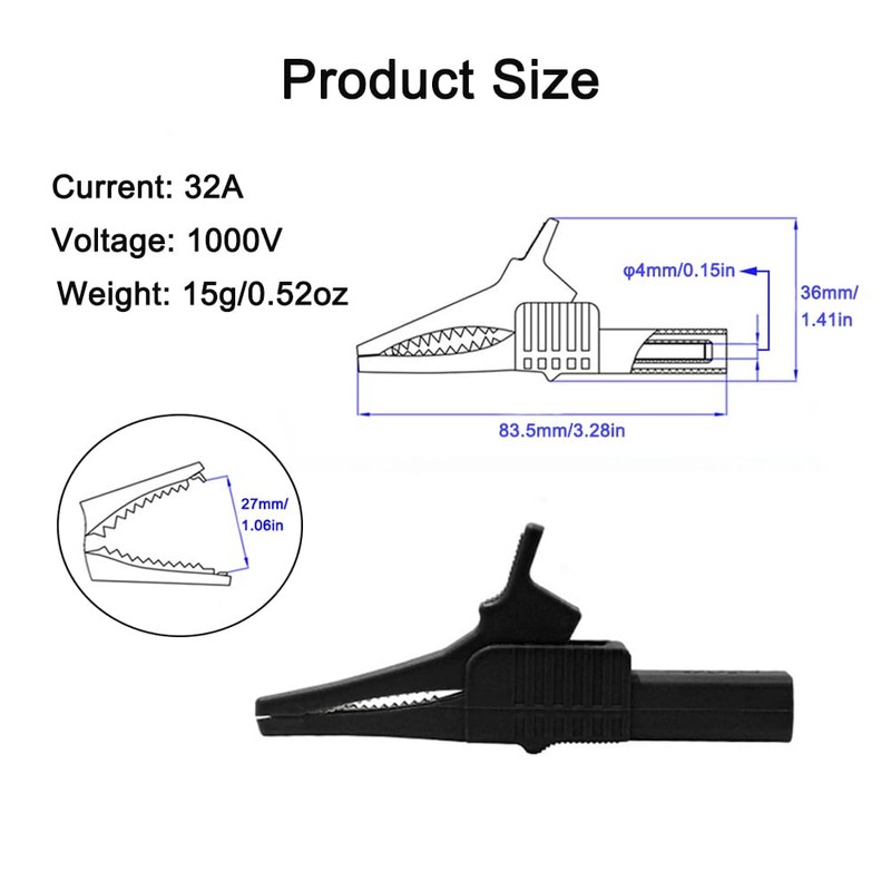 TopHomer 5 Colors Optional Alligator Clips Crocodile Clamps with Insulating