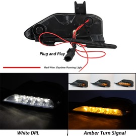 BINQIGOO Smoked Housing LED Front Bumper Fog Lamp Daytime Running Light Turn Signal Feature Compatible with Infiniti Q50 2014-2023 Q70 2014-2019 White/Amber Light Accessories