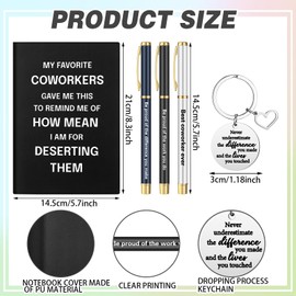 Geiserailie 7 Pcs Farewell Gift for Coworkers Set Coworker Leaving Gifts Include 20 oz Tumbler Notebook 3 Pens and Keychains Goodbye Basket for Coworker Women Manager Boss Teacher Employee(Black)