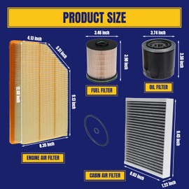 Filter Kit for Duramax 3.0L Diesel TP1015 Fuel Filter PF66 Oil Filter 13508023 Cabin Air Filter A3244C Engine Air Filter for GMC Sierra 1500 for Silverado 1500 for Yukon XL for Chevy Suburban 20-23