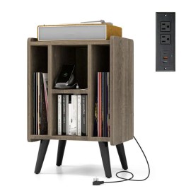 Turntable Stand with 4 Open Shelves for Vinyl Record Storage Model D0100HA5VKW Brown/GrayColor: Gray Color