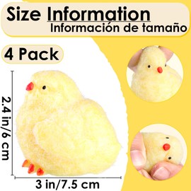 Peotclola 4 Pack Handmade Chick Taba Squishy Toys Soft Squishy Fidget Toys Squeeze for Stress Relief（Chicken）