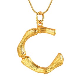 Focalook Women's Necklace 26 Letters A B C with 1.2 mm 55 cm Snake Chain Bamboo Style Cool Jewellery Gold/White Gold/Black Colour Plated, Gold