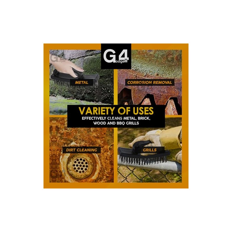 G4GADGET Heavy Duty Wire Brush with Grip Handle - Rows