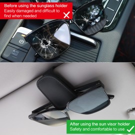 TIESOME Sonnenbrillenhalter für Auto Sonnenblende magnetischer Leder Brillenhalter Clip für Auto Sonnenblende universelles Auto Visier Zubehör magnetische Brillenhalterung (Schwarz)