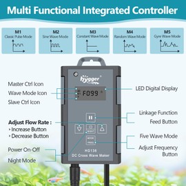 hygger Aquarium Gyre Wave Maker Fish Tank Cross-Flow Pump Adjustable Aquarium Water Circulation Powerhead with Controller Magnetic Base (2380GPH)