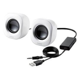 Elecom MS-P08UWH Speaker, USB Powered, 4W, Compact, White