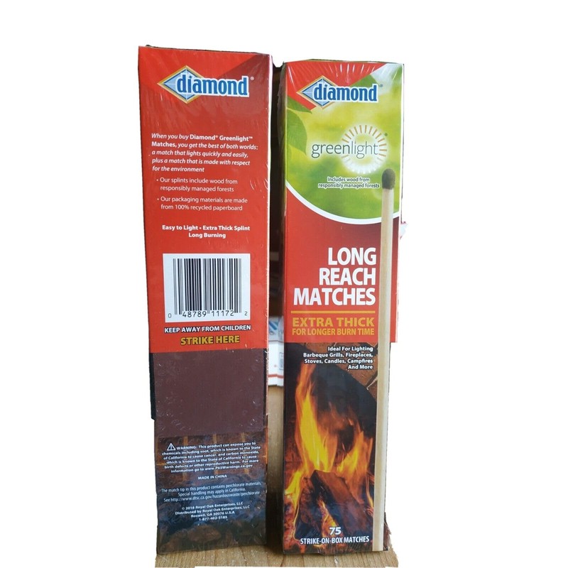 LIJA Diamond Long Reach Matches, 2 Pack (150 Count), Wood,