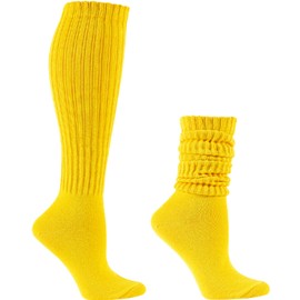 Galsang Women's Slouch Socks, Long Slouchy Socks for Girls & Women, B206 (US, Numeric, 6-10, Regular, Regular, Bright Yellow) - 5 Count
