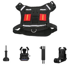 Dog Harness for Gopro, Dog Harness Vest with Buckle Mounts for Gopro Hero 13/12/11/10/9/8/7,DJI Osmo Action 5 pro/4/3 and More (Black)