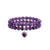 Jovivi Amethyst Heart Bracelets for Women 2pcs 8mm Natural Amethyst Healing Crystal Stone Beaded Bracelets Anxiety Stress Relief Yoga Beads Bracelet