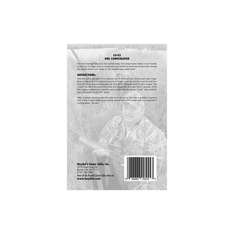 Haydel's Game Calls Inc. CO-03 Compensator Owl Call, Turkey Locator
