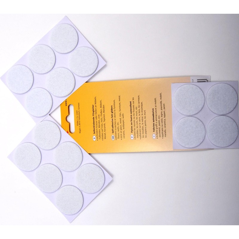 Kleiber Felt Gliders, White, 35 mm