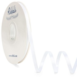 Ribbli White Satin Ribbon,Double Faced Satin 1/4 inch x Continuous 50 Yards,White Ribbon Use for Bows Bouquet,Gift Wrapping,Wedding Decoration,Floral Arrangement
