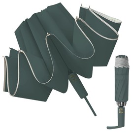 zeproage Inverted Umbrella, Reverse Folding Umbrella, Auto Open & Close, UV Protection, Windproof, Reflective Strip, 10 Rib Aluminum Frame, for Car & Outdoor Use Oliver Green