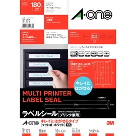 A-One 31179 Label Stickers 18 Stickers x 10 Sheets, Clean Peeling, Rounded Corners
