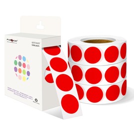 PARLAIM 3/4 Inch Roll Color Coding Labels,4000 per/4 Rolls Round Adhesive Color Coding Circle Dot Stickers for Office Home (Red)