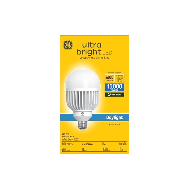 GE Ultra Bright LED 400 Watt Replacement, Daylight, T27 General