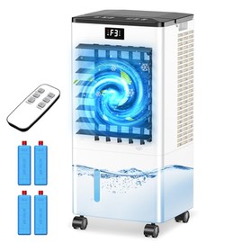 Mobile Air Conditioner, Air Cooler with 3 Modes (Normal/Natural/Sleep), 12H Timer, Portable Air Conditioner with Display, 4 Ice Packs, 60 W Evaporative Air Cooler without Waste Water Connection for