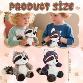Soft Toy Raccoon, Realistic Raccoon Plush Toy, 2 Pieces, Cuddly Toy Raccoon, Cartoon Anime Stuffed Toy, Gift for Friends and Children, Animal Themed Party Decoration Dolls, 28 cm