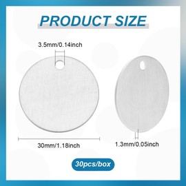 BENECREAT Pack of 30 Stamping Blanks Aluminium Blank Pendant for Bracelet Earring Pendant Charms Dog Tags 1.18 Inches (3 cm), Round Shape, 1.3 mm Thick