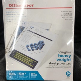 Office Depot Non-Glare Heavyweight Clear Sheet Protectors 50 pcs total S17