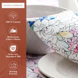 Maison d' Hermine Cloth Napkin 100% Cotton (45cm x 45cm) Decorative Washable Napkins Easter Table Napkin for Dining, Kitchen, Parties & Camping, Floral Love - Spring/Summer (Set of 4)