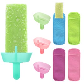 8 Pack Popsicle Holder and Ice Pop Sleeves Set, Colorful Silicone Popsicle Holders for Kids with Straw, Neoprene Freeze Pop Holders for Toddlers, No Drip Reusable Mess Free