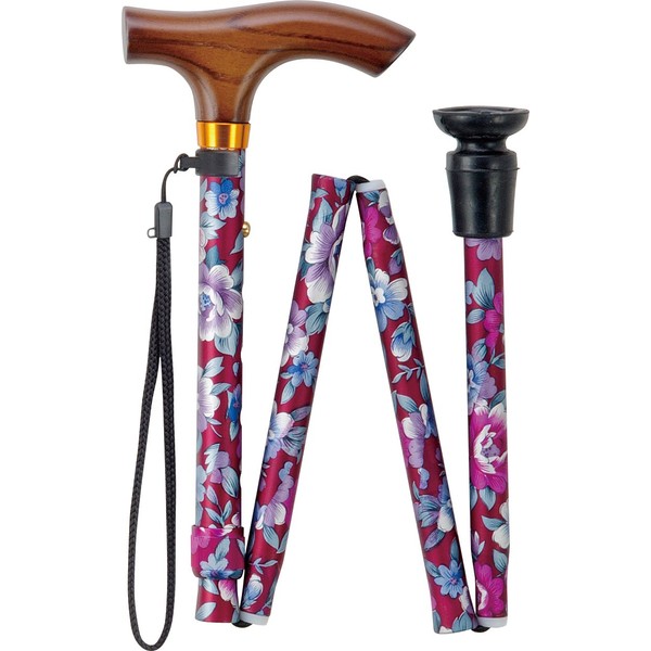 Maki Tech Folding Cane Your Buddy 2 Red Floral OT – 812 [Adaptation Height