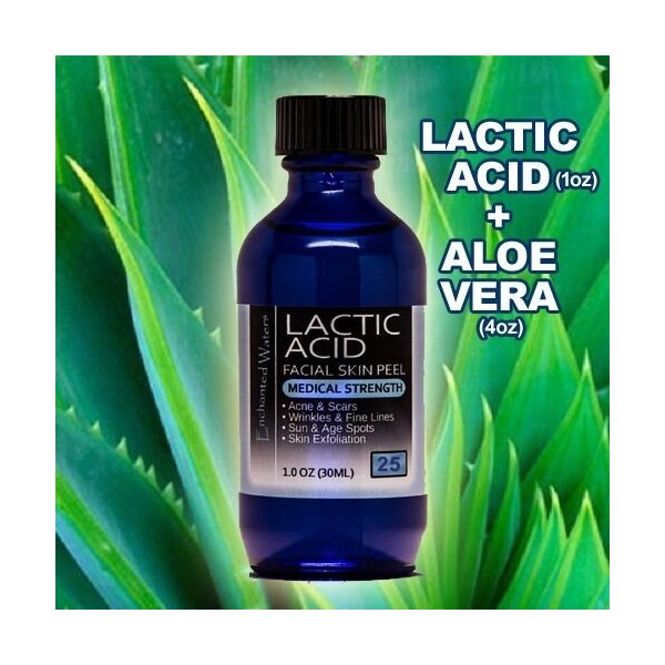 Lactic Acid Skin Peel 25% Plus 100% Pure Organic Aloe Vera Gel Moisturizer Combo