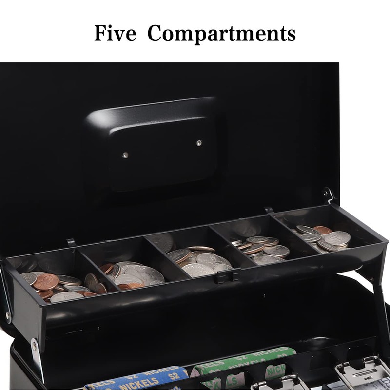 Cash Box with Money Tray and Key Lock,Safe Box for