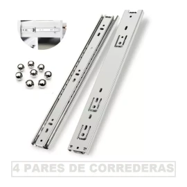 Cerrajes Corredera De Extensión Total 3.5cm X 50cm Calidad 4 Pares