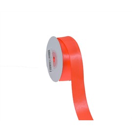 IHKFILAN Double Face Satin Ribbon in Neon Orange (25 mm x 22.86 m) Matt Shiny Gift Ribbon for Decorating & Crafts, Weddings, Christenings