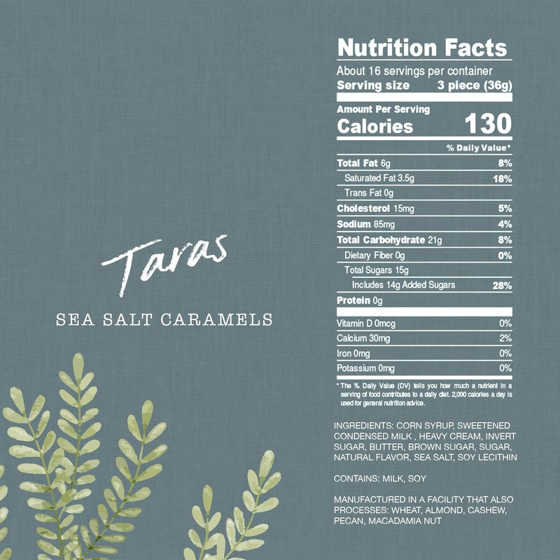 Taras Gourmet Sea Salt Caramels | All Natural Candy |