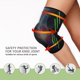 MYCARBON Kniebandage Knieschoner Atmungsaktiver Knieschützer S M L verstellbare Knieorthese mit Gelenkschienen für Damen und Herren