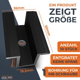 JANANO Centre Clamp Black [Pack of 10] Powder-Coated Aluminium - Extreme Hold | Module Clamps Solar for Fixing Solar Modules with Module Height 25 - 45 mm