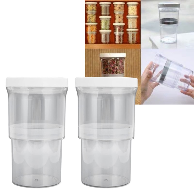 2Pcs Vacuum Container, Push Type Retractable Adjustable Food Storage Box