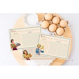 Silly Goose Gifts Recipe Cards - Retro Housewife Theme 4x6, Vintage Rustic Design Perfect for Wedding Housewarming Gift Giving & More Kraft (24 Set) Baking Cookies Bread