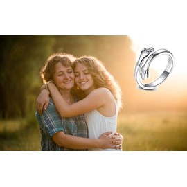 LIU JUN Hug Ring for Granddaughter - Sterling Silver Adjustable Jewelry Gift From Grandma to Women (silver-2)