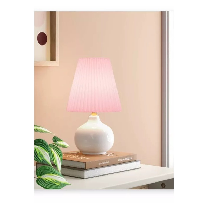 Room Essentials Ceramic Table Lamp with Pink Crepe Pleated Shade