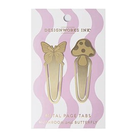 DesignWorks Ink Set of 2 Brass Page Tabs - Mushrooms & Butterfly