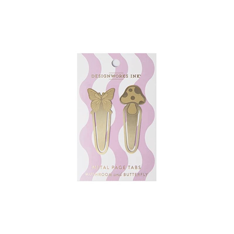 DesignWorks Ink Set of 2 Brass Page Tabs - Mushrooms