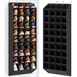 UVIAHOMI 30-40 Pairs Over the Door Shoe Organizer, 40 Breathable Pockets Hanging Shoe Storage for Closet, 10-Tier Door Shoes Rack, Handing Shoes Holder Fit All Family's Sneakers, Boots (Black)