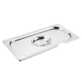 Vogue Stainless Steel 1/3 Gastronorm Notched Lid, GN 1/3, Silver, Compatible with all Vogue 1/3 Sized Gastronorm Trays, Gastronorm Pan Lid - Oven, Freezer & Dishwasher Safe, CB173