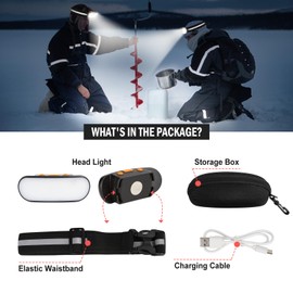 BIKACU Running Light Rechargeable 500 Lumens 5 Modes Running Lights for Runners with Red Light, Used as a Chest/Waist Lamp, IPX5 Waterproof Reflective Headlamp Flashlight for Night Safety